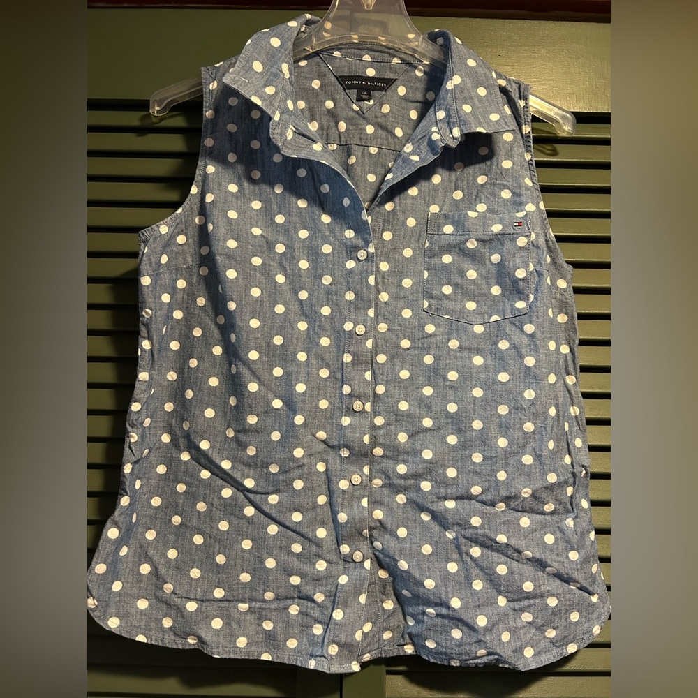 Tommy Hilfiger Blue Polka Dot Top